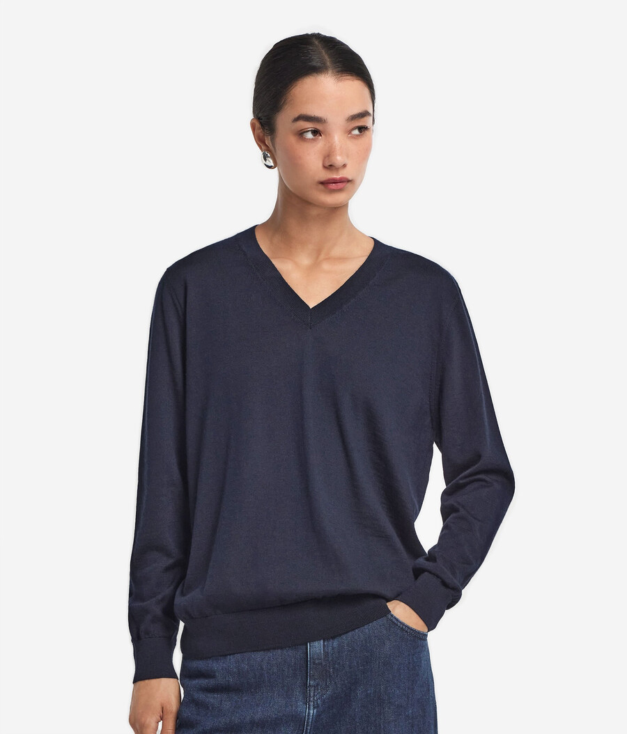 maglione con scollo a v in cashmere ultrafine