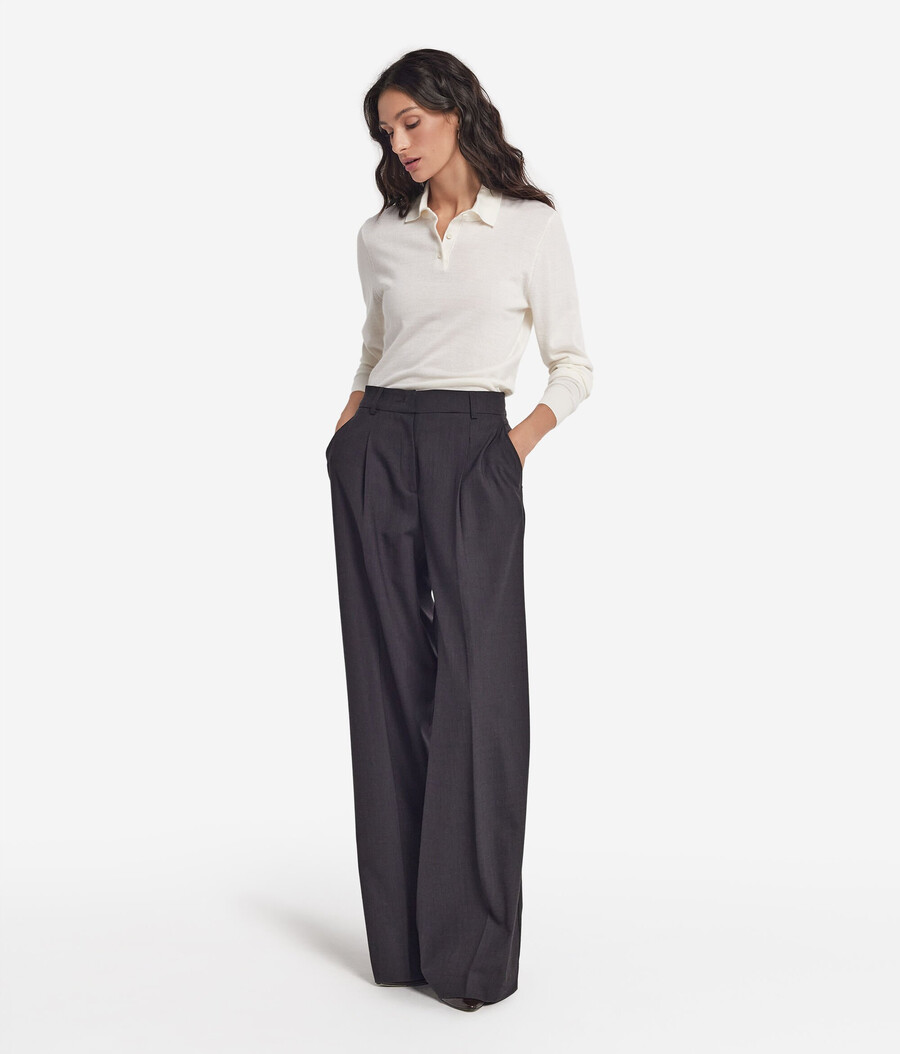 polo a maniche lunghe realizzata in cashmere ultrafine