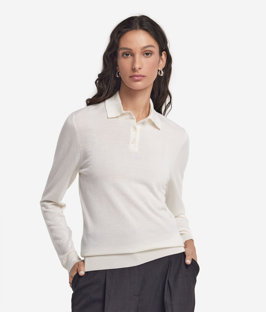 polo a maniche lunghe realizzata in cashmere ultrafine