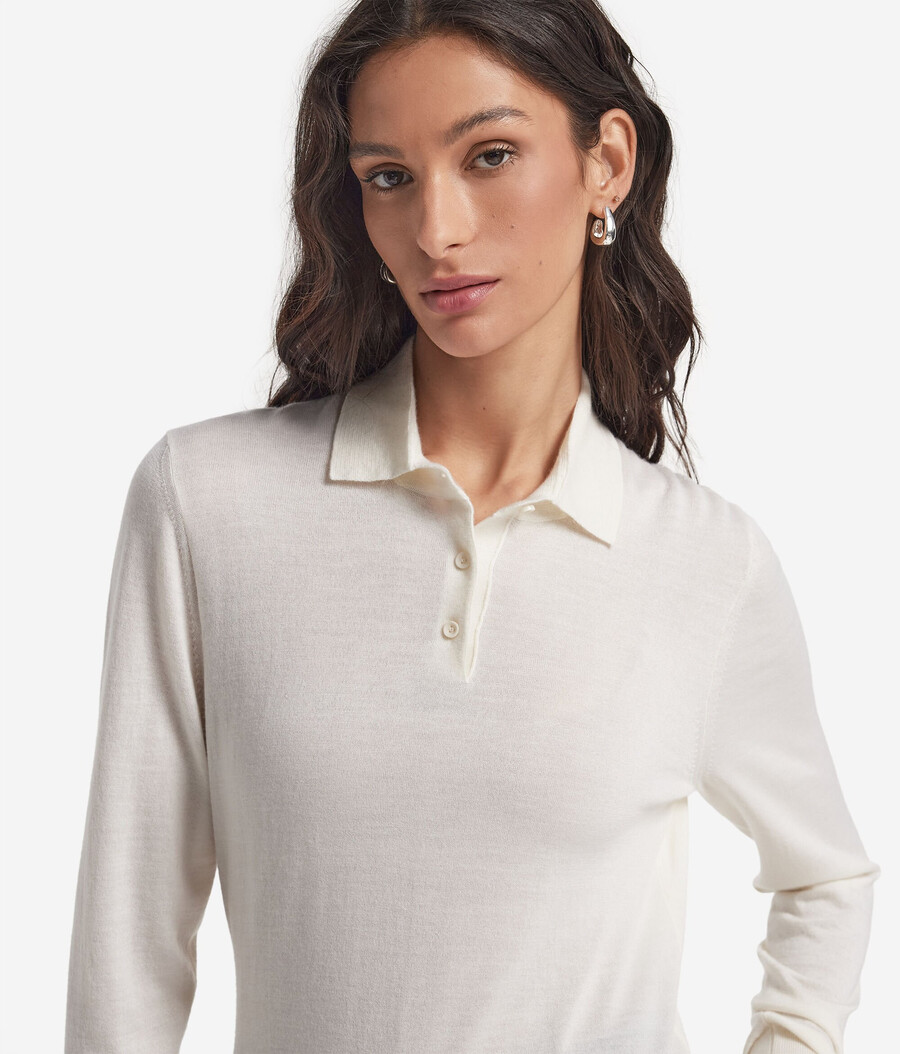 polo a maniche lunghe realizzata in cashmere ultrafine