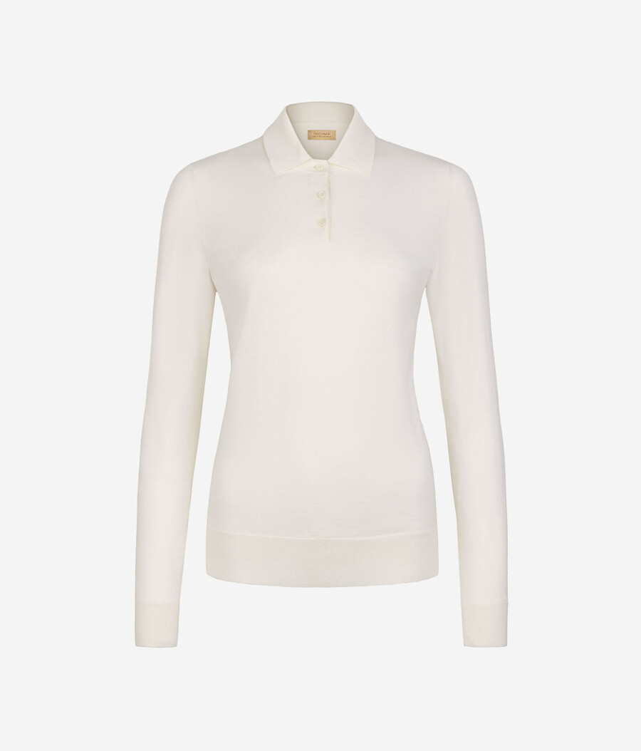 polo a maniche lunghe realizzata in cashmere ultrafine