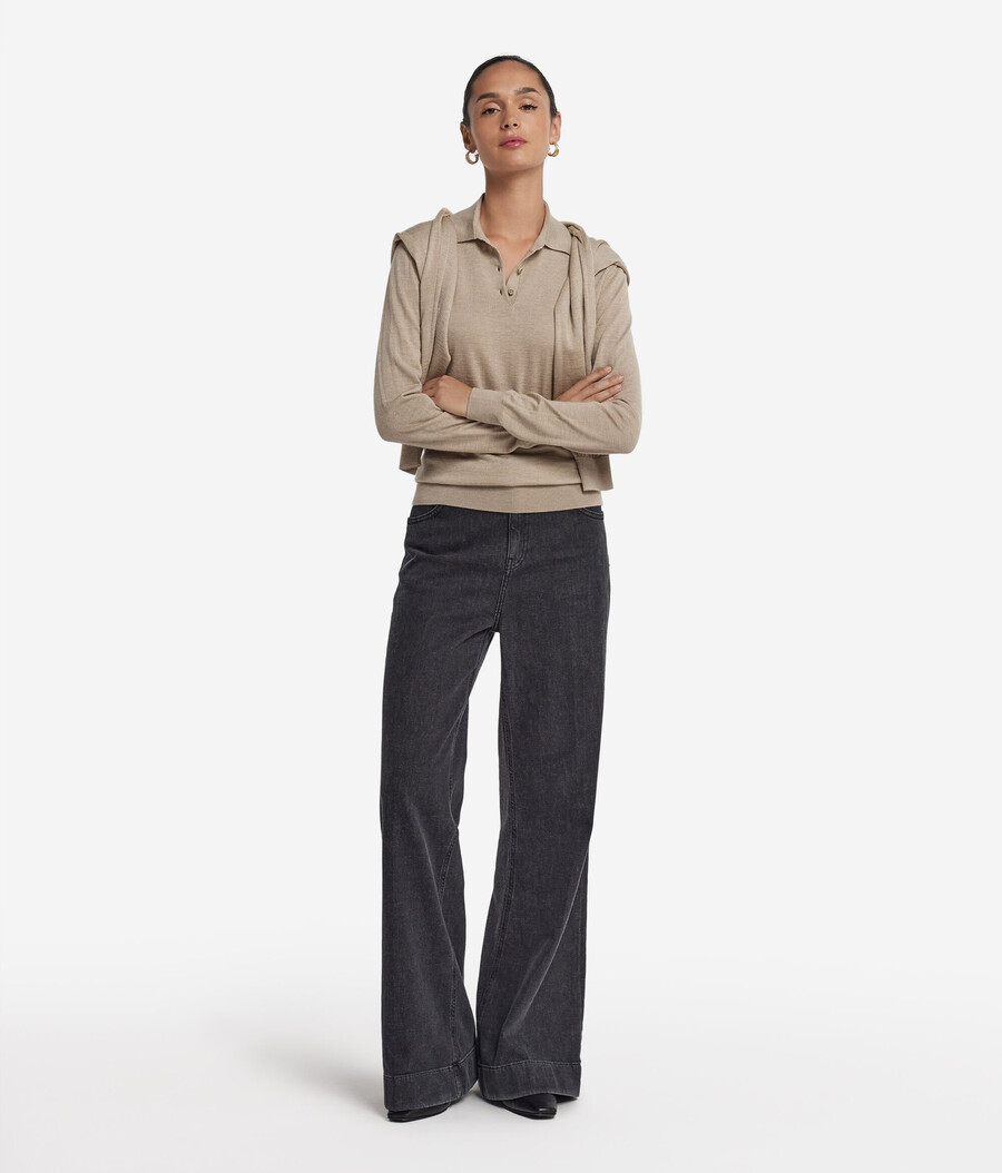 polo a maniche lunghe realizzata in cashmere ultrafine