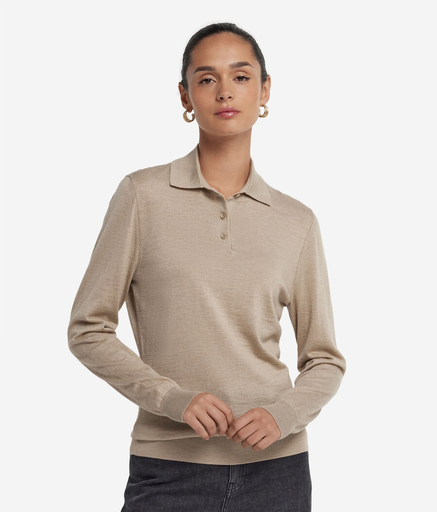 polo a maniche lunghe realizzata in cashmere ultrafine
