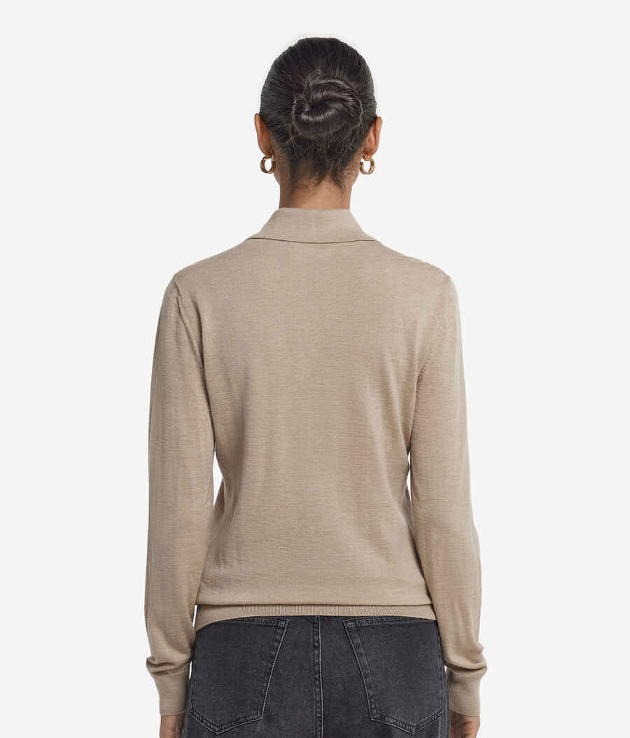 polo a maniche lunghe realizzata in cashmere ultrafine