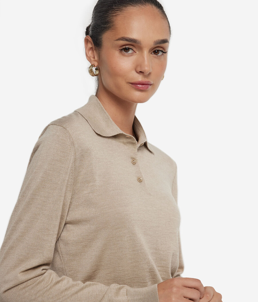 polo a maniche lunghe realizzata in cashmere ultrafine