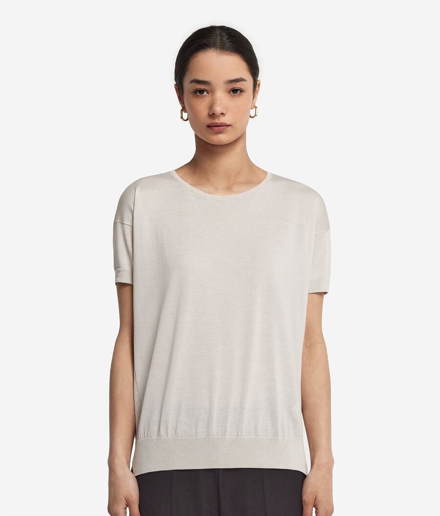 maglione girocollo in seta e cotone