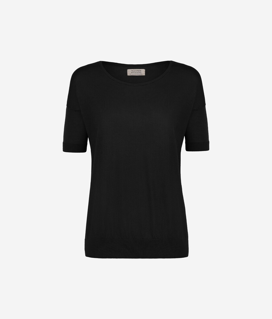 maglione girocollo in seta e cotone