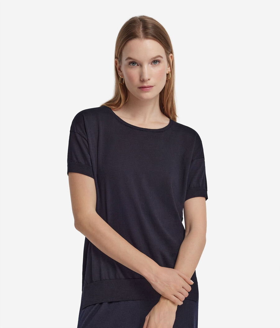 maglione girocollo in seta e cotone