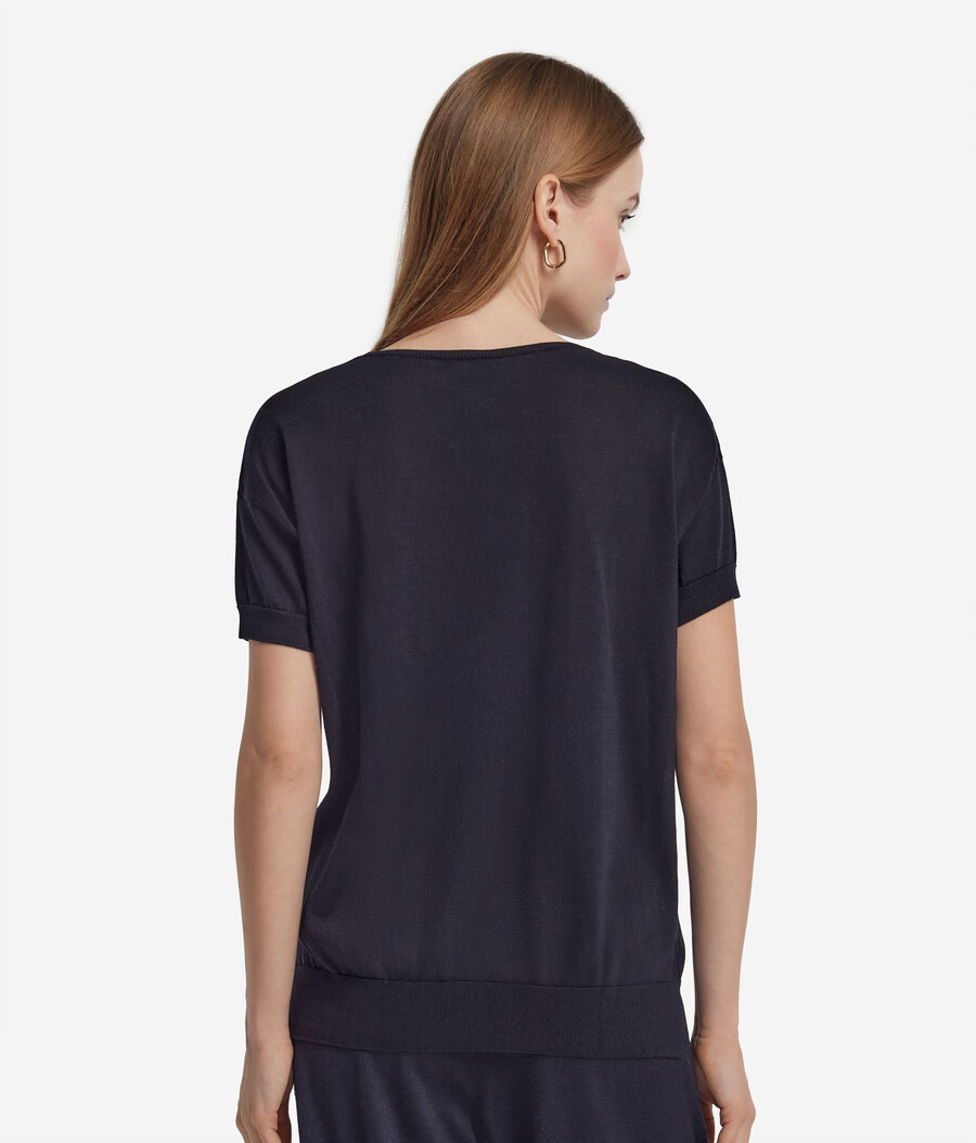 maglione girocollo in seta e cotone