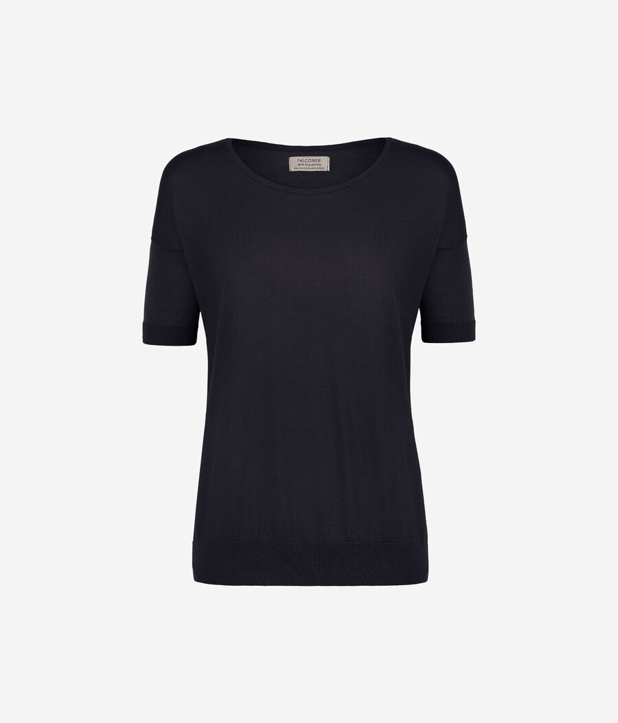 maglione girocollo in seta e cotone