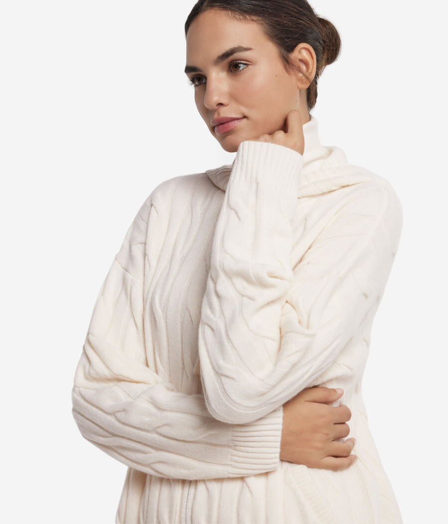 felpa in cashmere ultra morbido con cerniera e lavorazione a trecce
