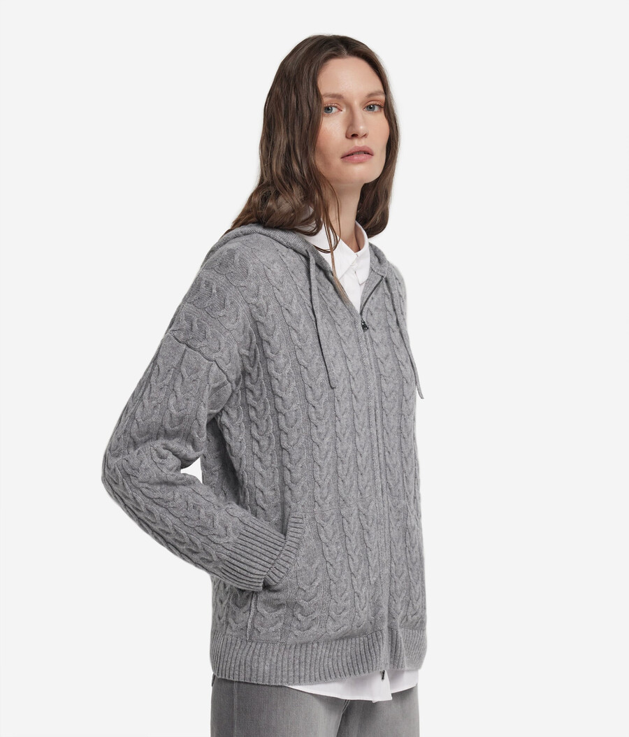 felpa in cashmere ultra morbido con lavorazione a trecce