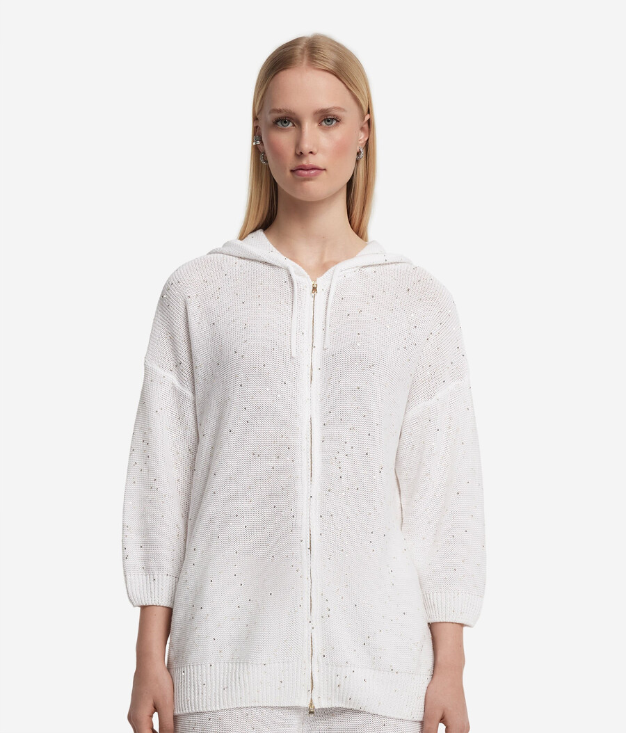 felpa con cappuccio micro-paillettes