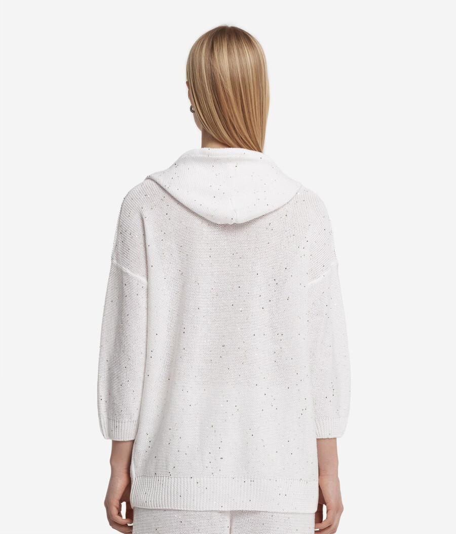 felpa con cappuccio micro-paillettes