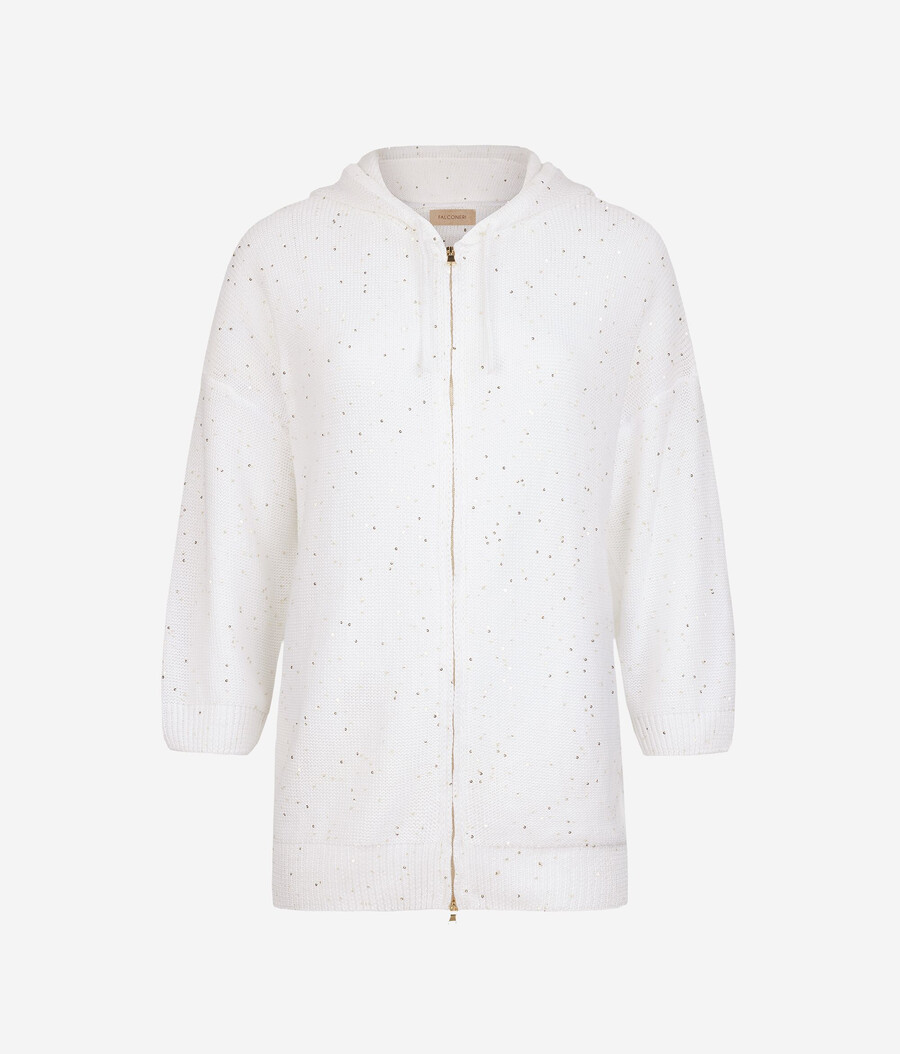 felpa con cappuccio micro-paillettes