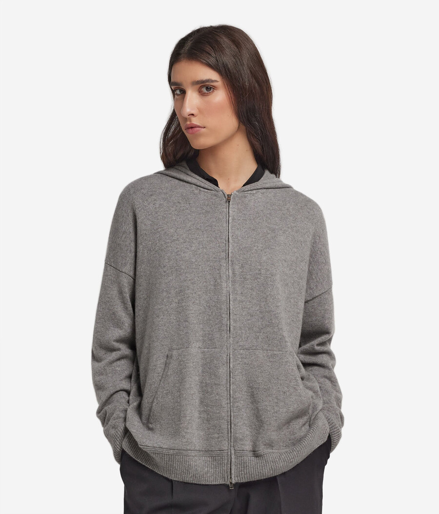 felpa con cappuccio in cashmere ultra morbido