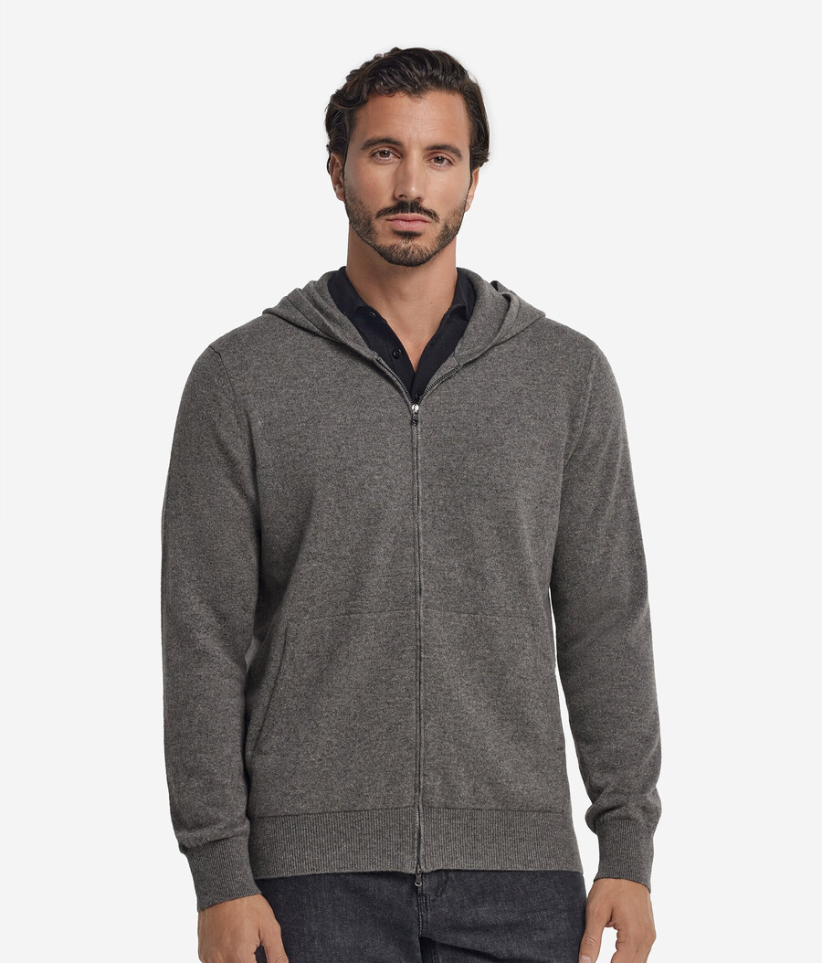 felpa con zip intera in cashmere ultra morbido