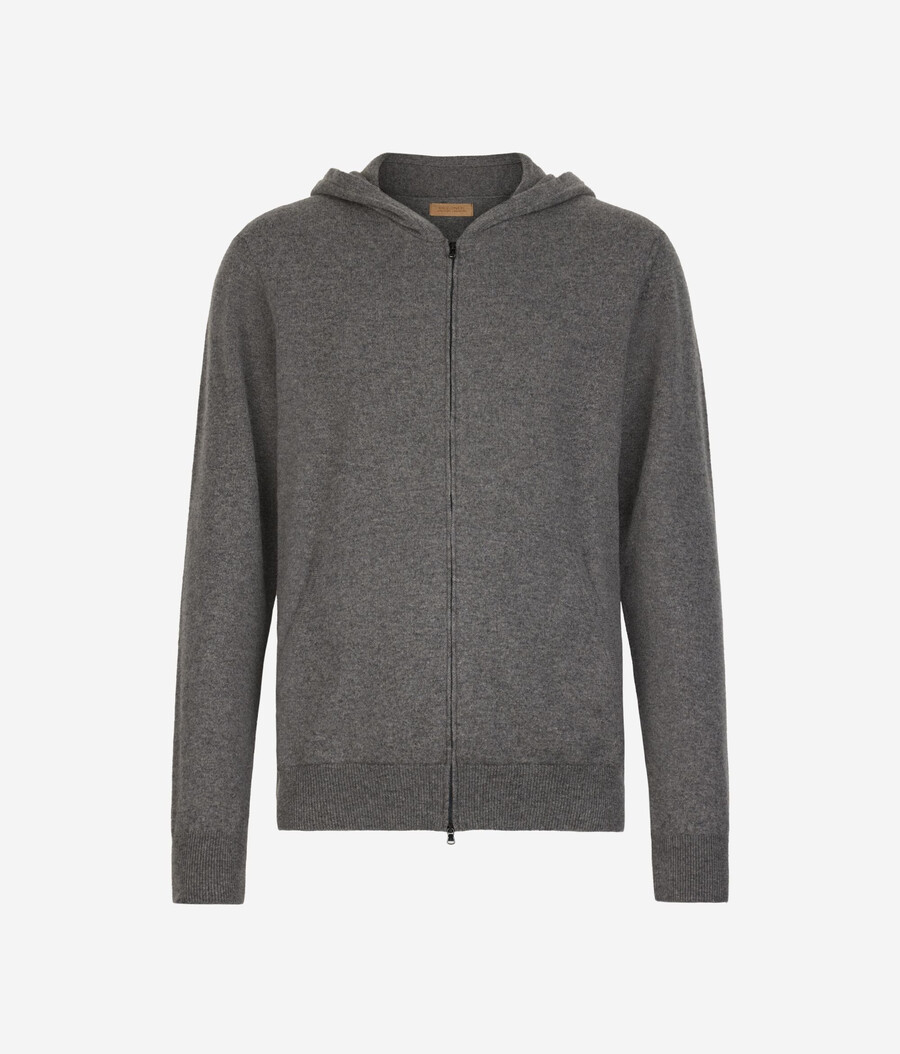 felpa con zip intera in cashmere ultra morbido