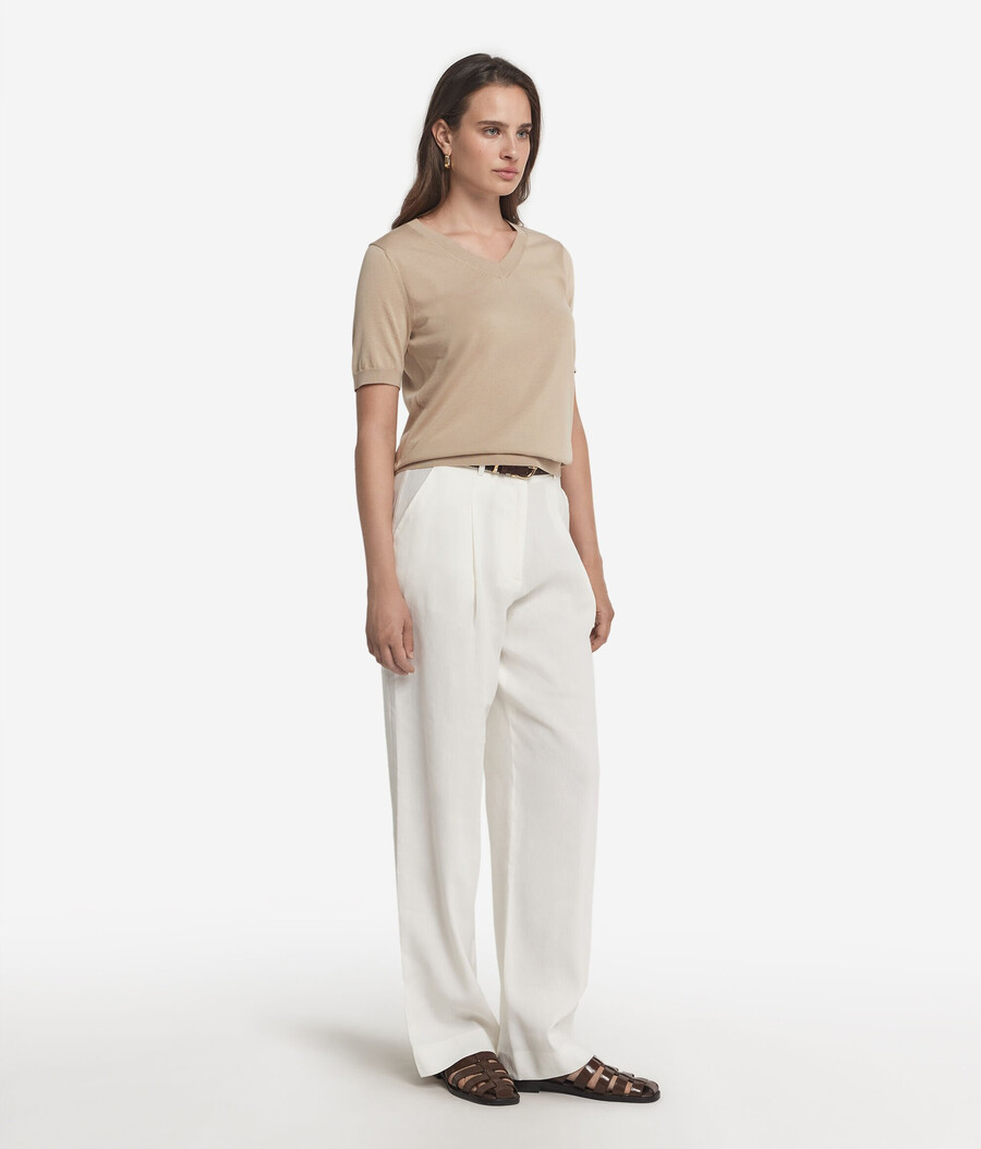 maglietta in cotone con scollo a v