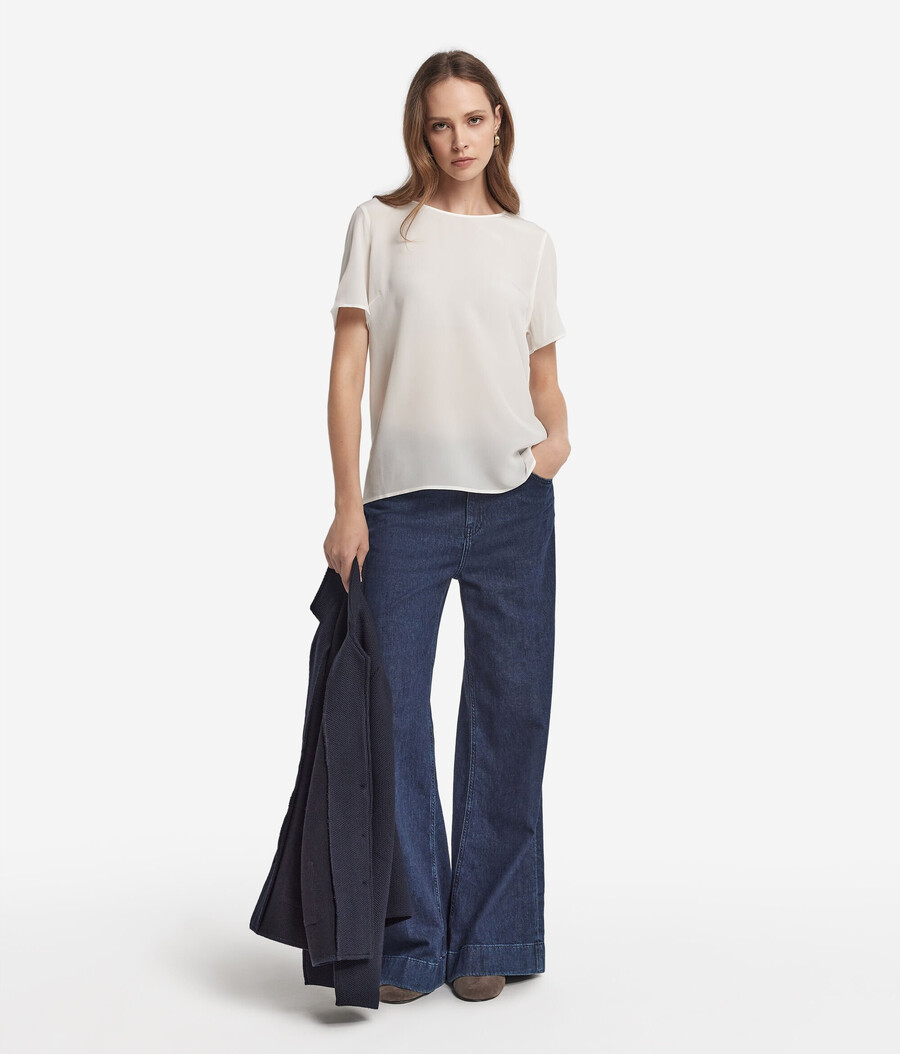 t-shirt in seta a scollo tondo