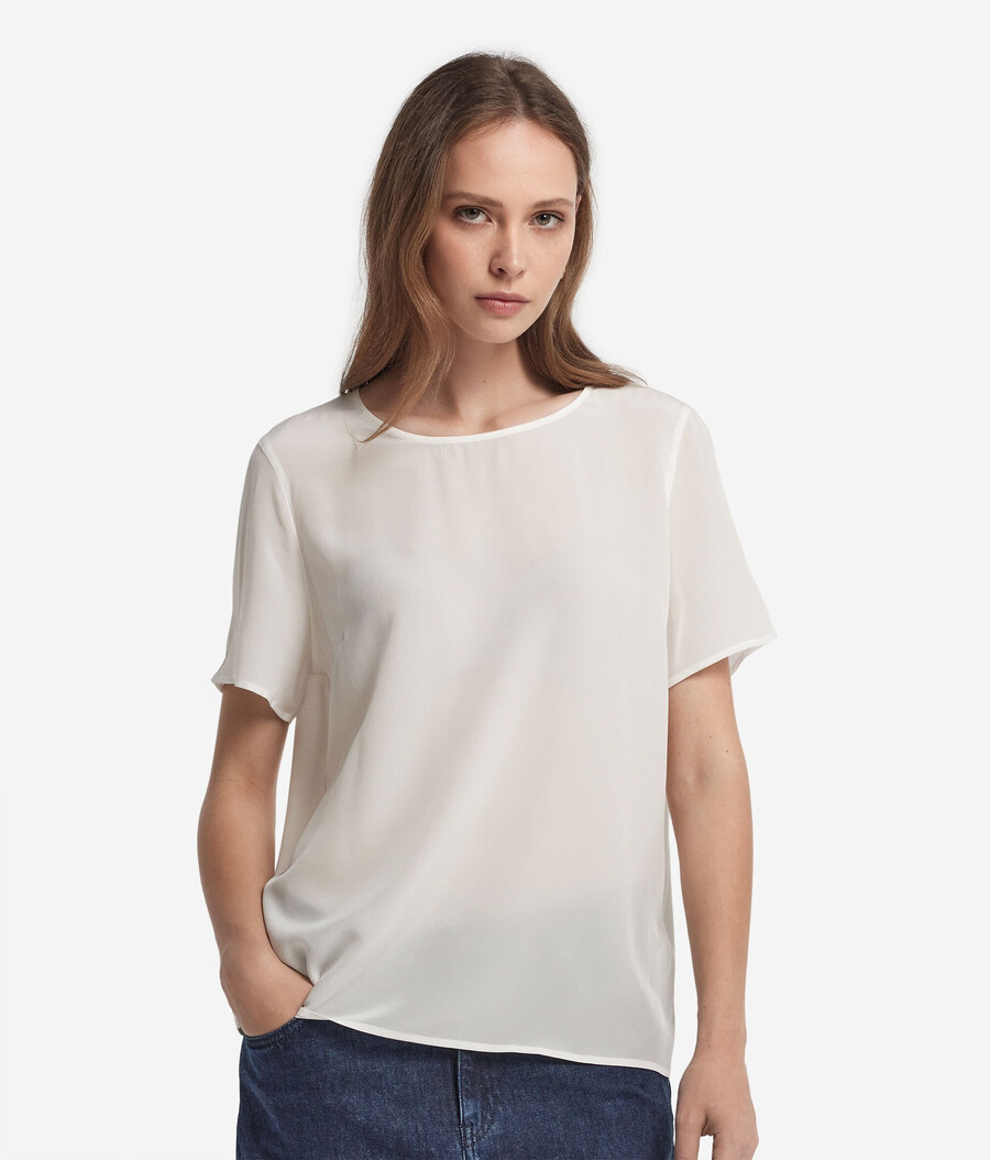 t-shirt in seta a scollo tondo