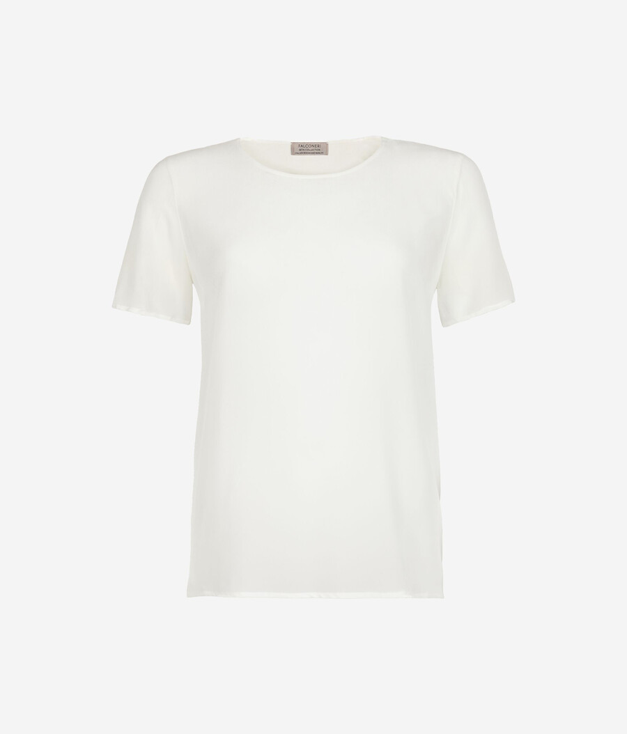 t-shirt in seta a scollo tondo