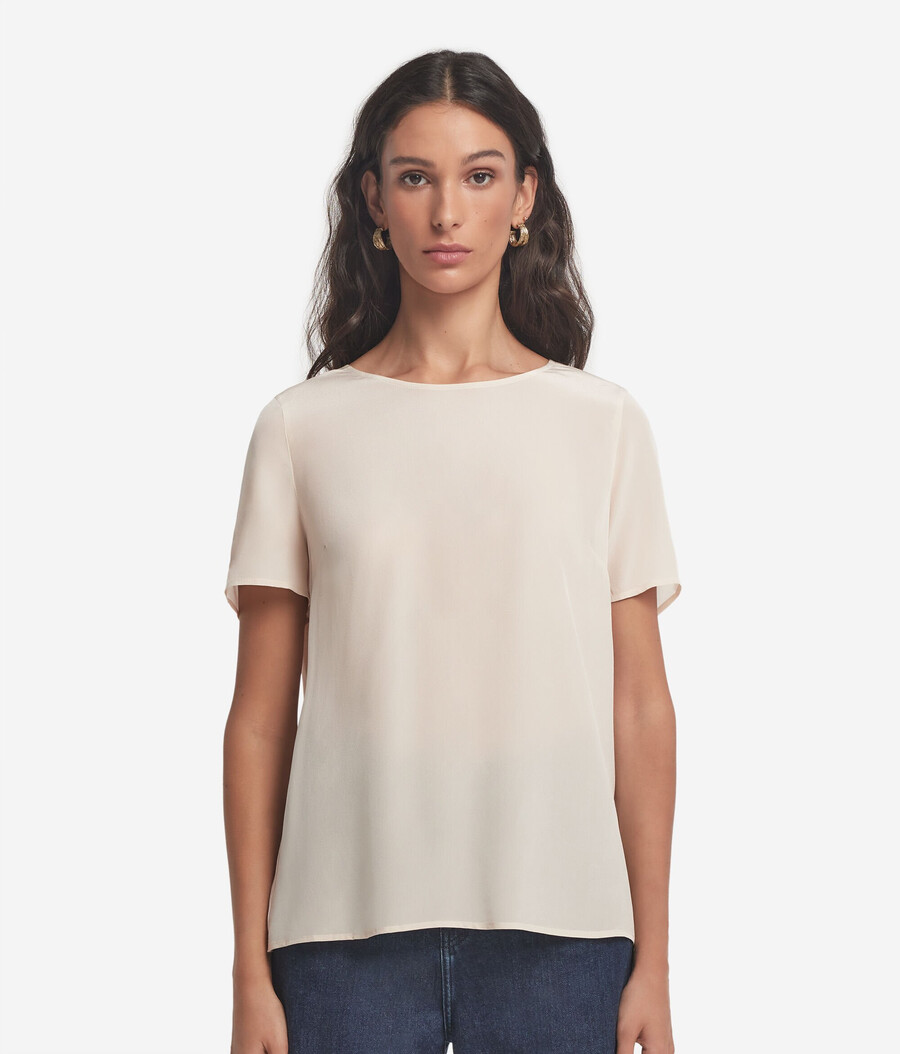 t-shirt in seta a scollo tondo