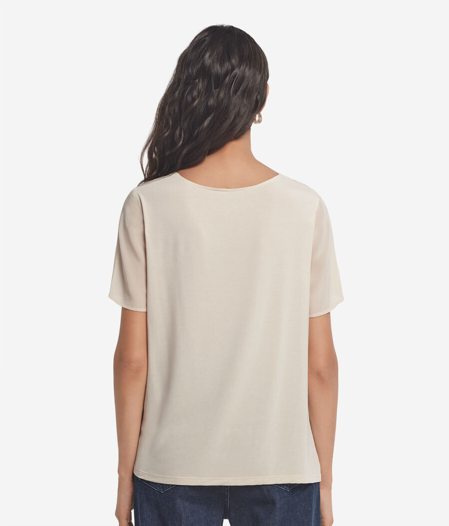 t-shirt in seta a scollo tondo