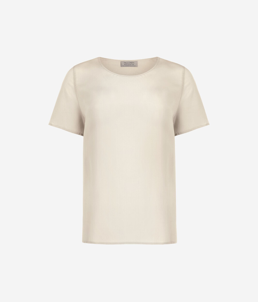t-shirt in seta a scollo tondo