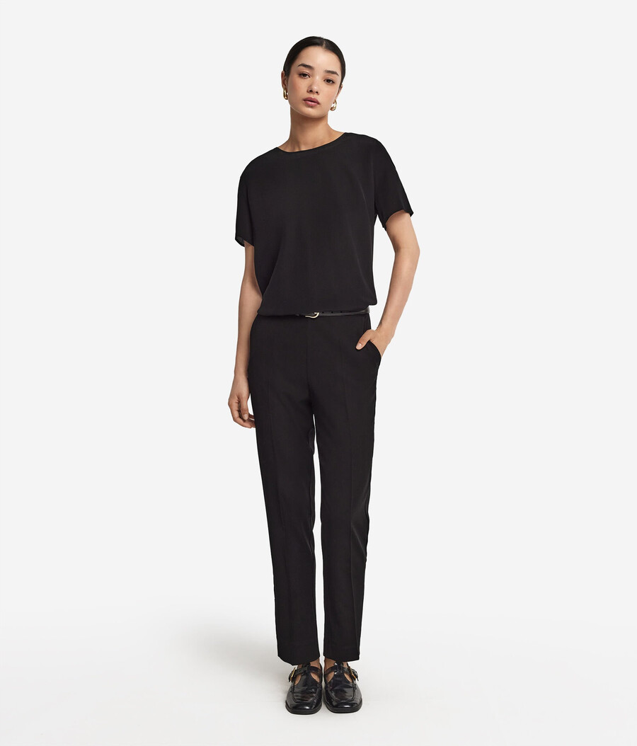 t-shirt in seta a scollo tondo
