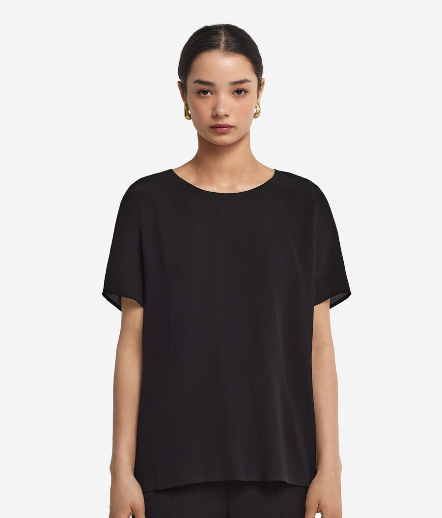 t-shirt in seta a scollo tondo
