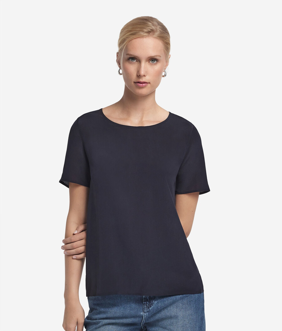 t-shirt in seta a scollo tondo