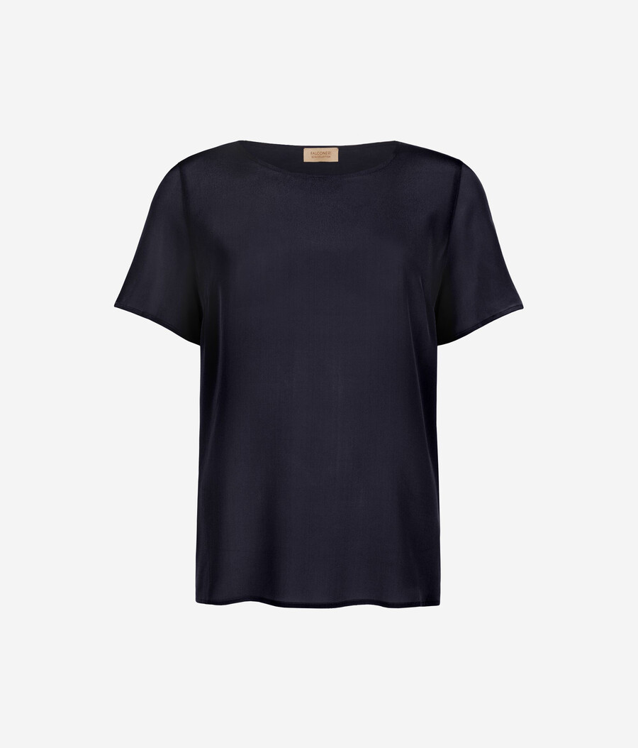 t-shirt in seta a scollo tondo