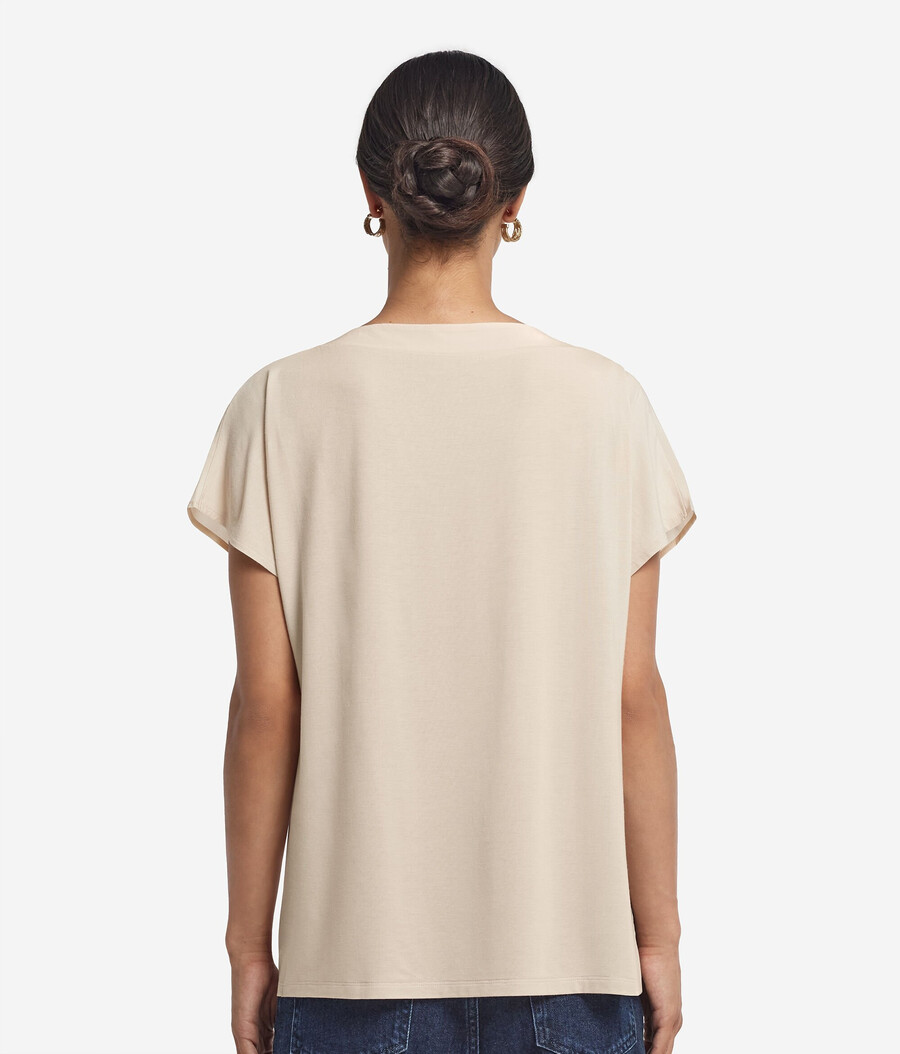 t-shirt kimono in seta con scollo a v