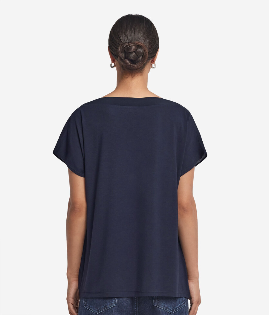 t-shirt kimono in seta con scollo a v
