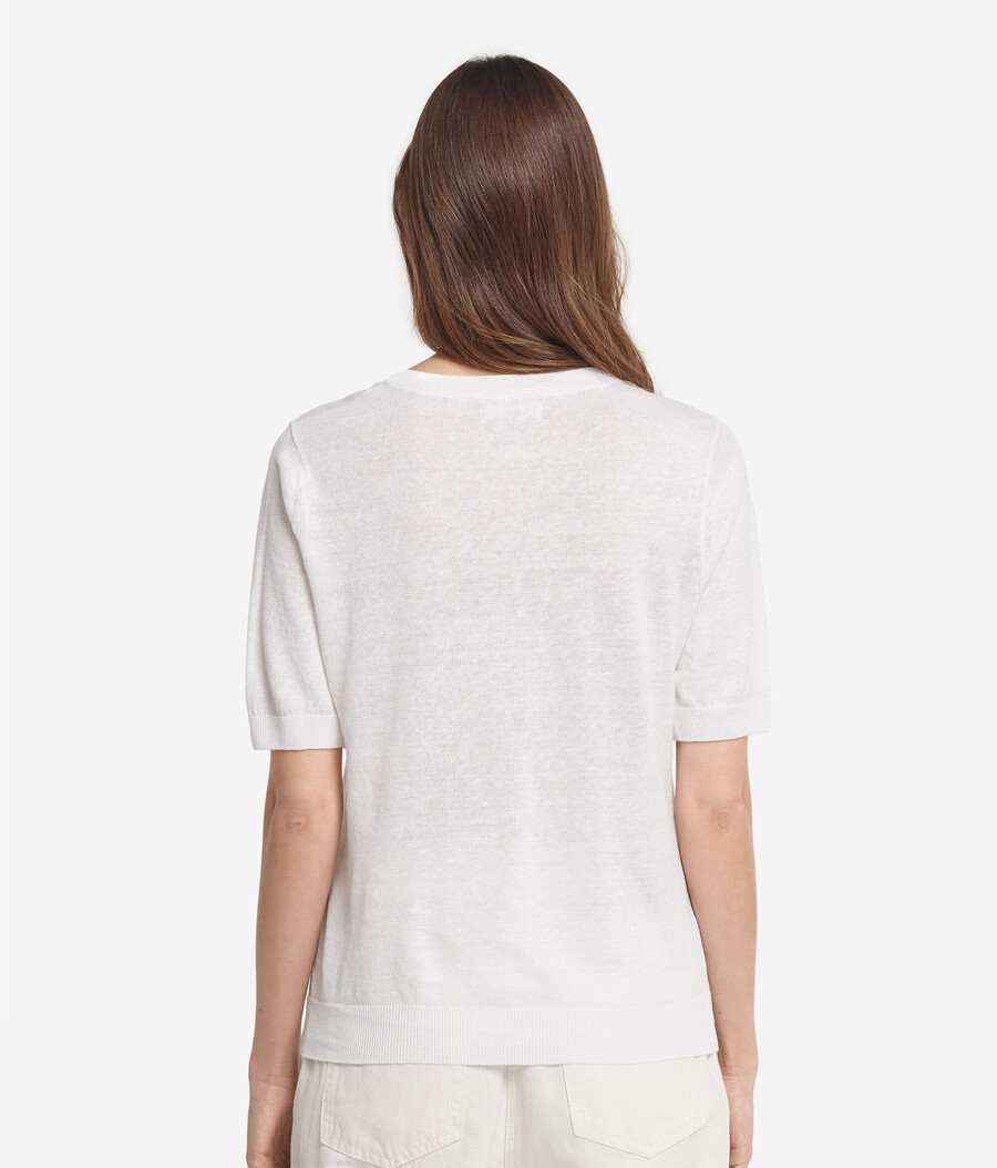 t-shirt girocollo in cotone e lino