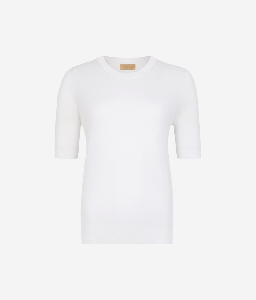 t-shirt girocollo in cotone e lino