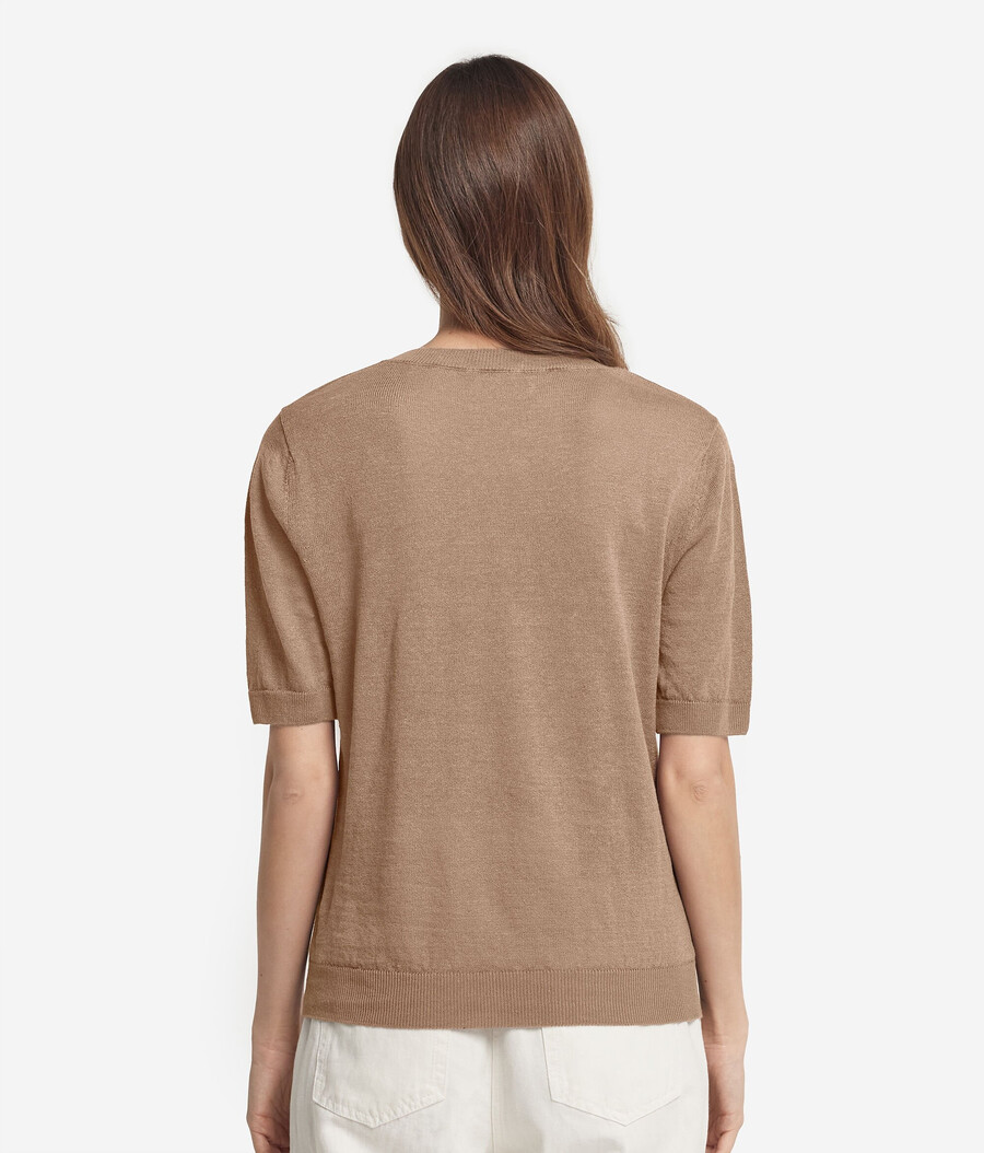 t-shirt girocollo in cotone e lino