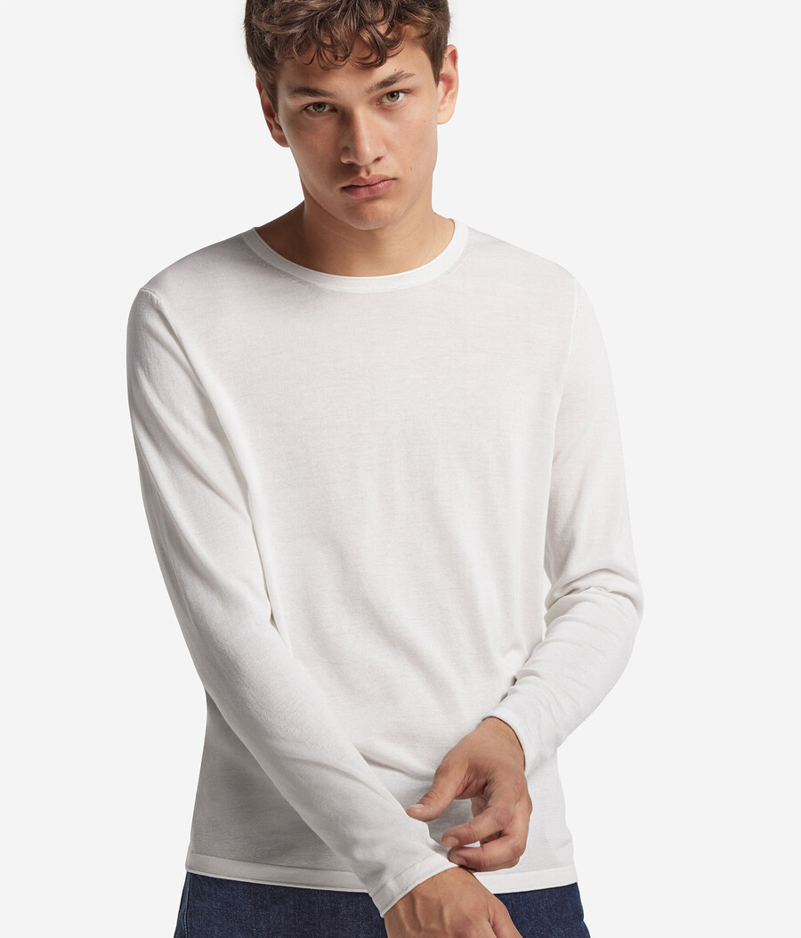 maglione girocollo in seta e cotone