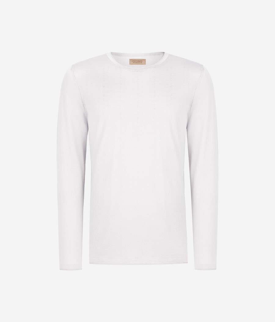 maglione girocollo in seta e cotone