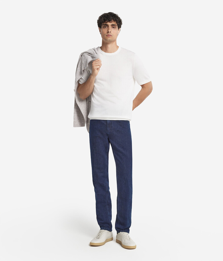 t-shirt a maniche corte in seta e cotone