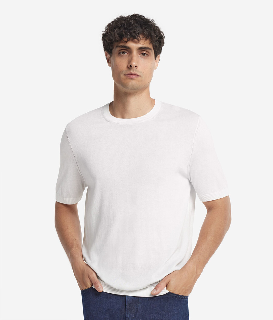 t-shirt a maniche corte in seta e cotone