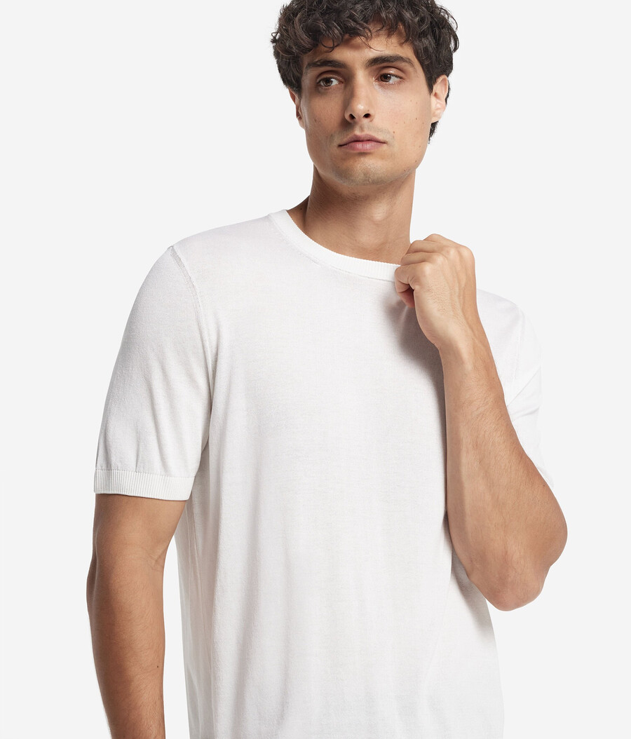 t-shirt a maniche corte in seta e cotone