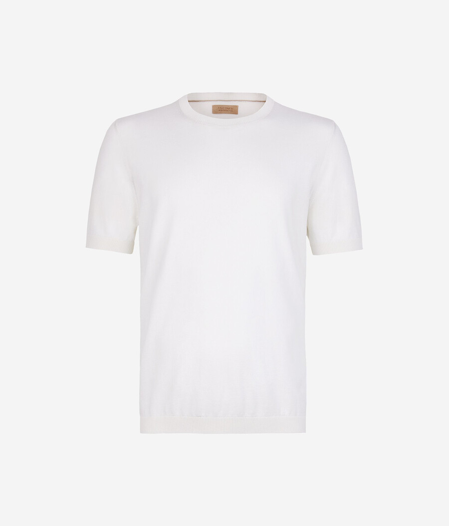 t-shirt a maniche corte in seta e cotone