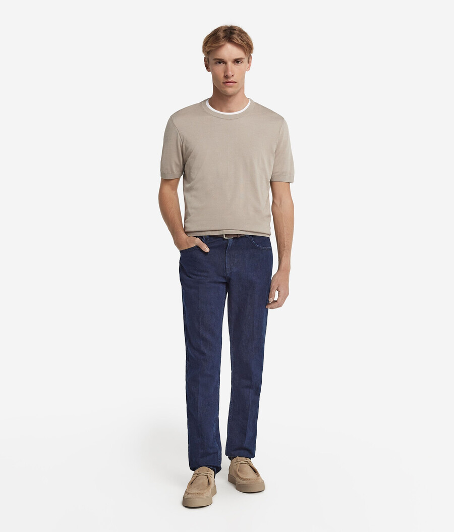t-shirt a maniche corte in seta e cotone