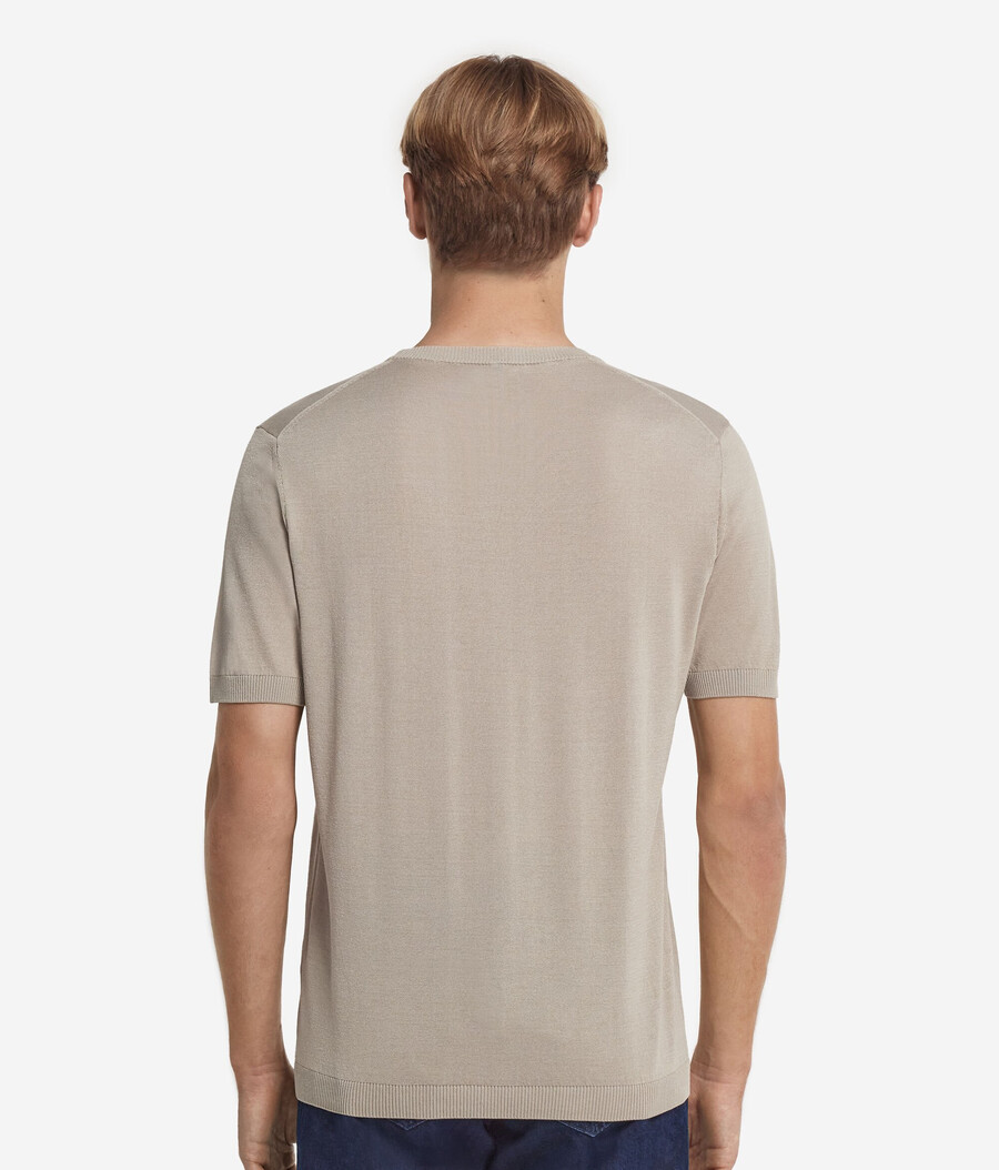 t-shirt a maniche corte in seta e cotone