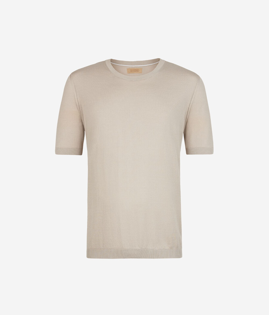 t-shirt a maniche corte in seta e cotone