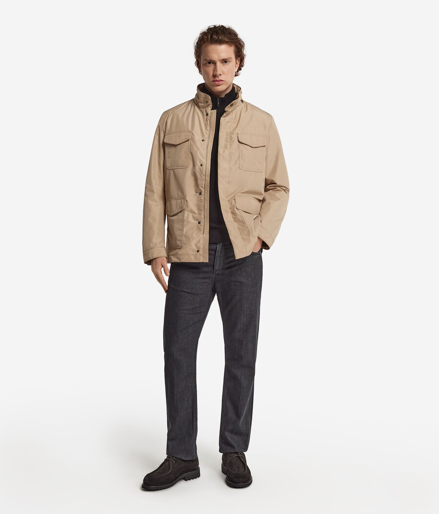giacca safari in tessuto tecnico cashmere
