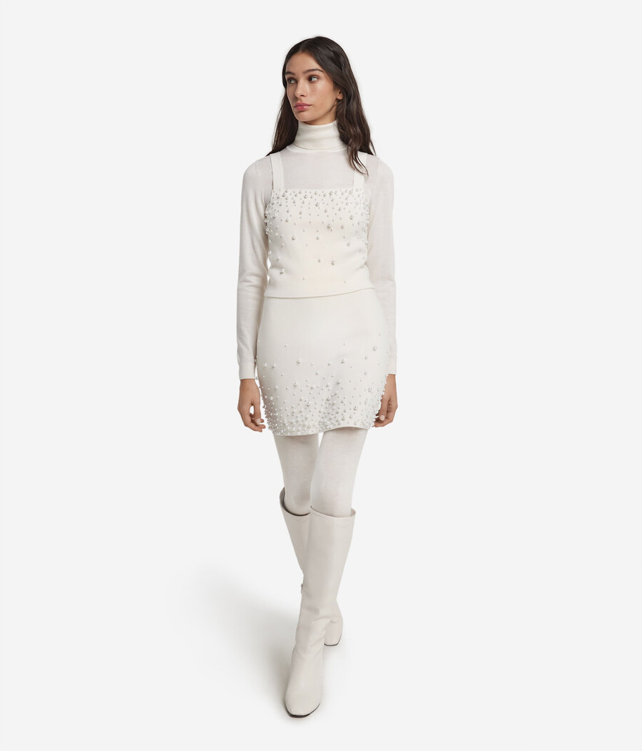top in cashmere ultra morbido con perline
