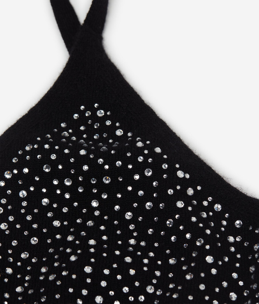 reggiseno in cashmere con strass